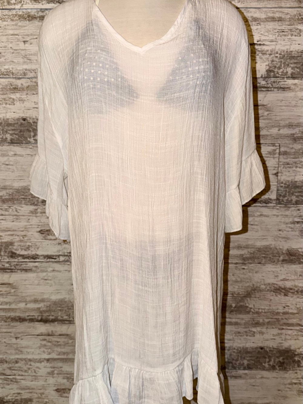 🍀3/$30 Breezy White Ruffle Swim Cover-Up Tunic
